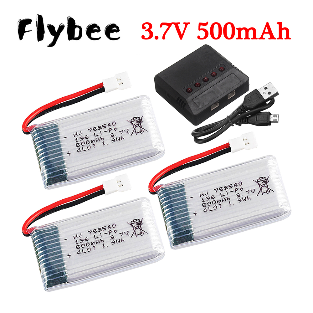 3.7V 500mAh 752540 Lipo Batter - Drone Battery Charger recensie en prijs
