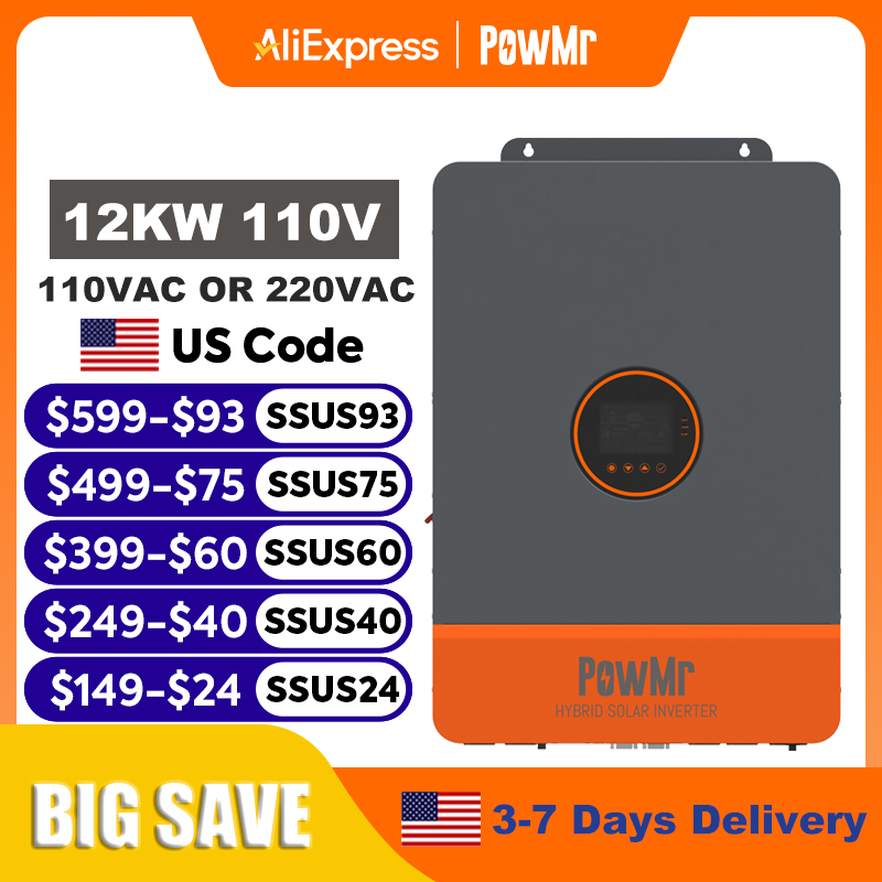 PowMr 12KW 10KW Split Phase In - Drone Solar Charger recensie en prijs