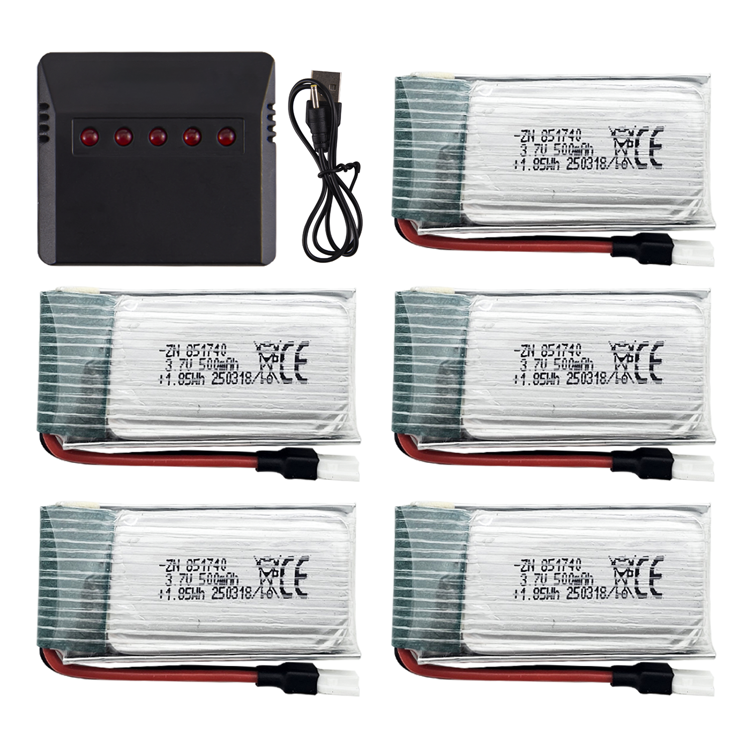 5Pcs 3.7V 500mAh LiPo Batterie - Drone Power Bank recensie en prijs