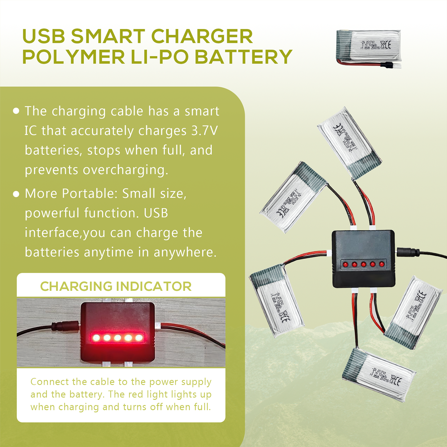 5Pcs 3.7V 500mAh LiPo Batterie - Drone Power Bank recensie en prijs